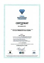 Certyfikat producenta łyżek do koparek